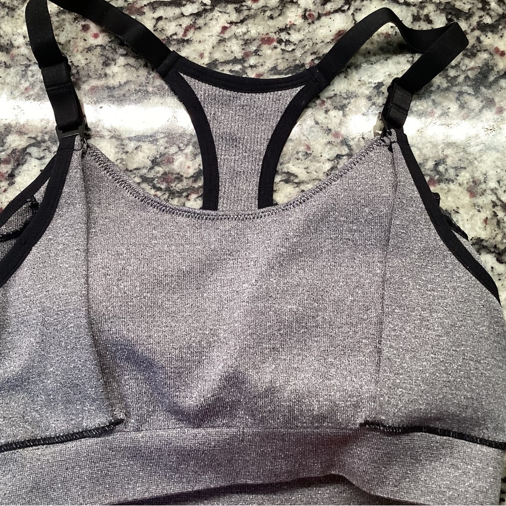 Gray nursing bra